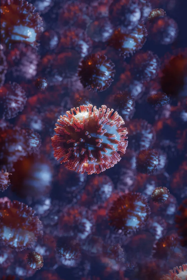 Global pandemic under the microscope, representation of coronavirus in macro